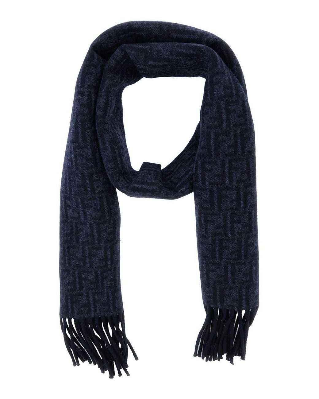 Fendi Blue Ff Wool Con Frange for men