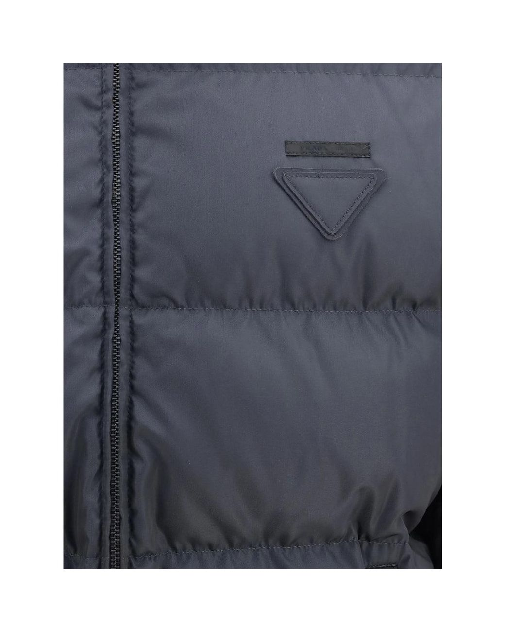 Prada Blue Prada Padded High-Neck Down Jacket for men