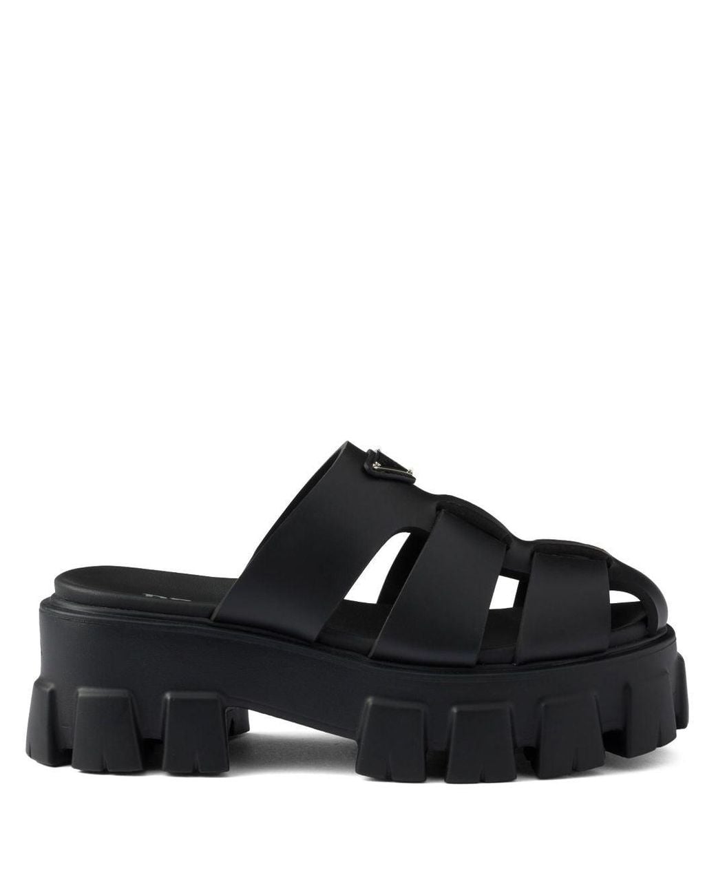 Prada Monolith Sandals in Black | Lyst
