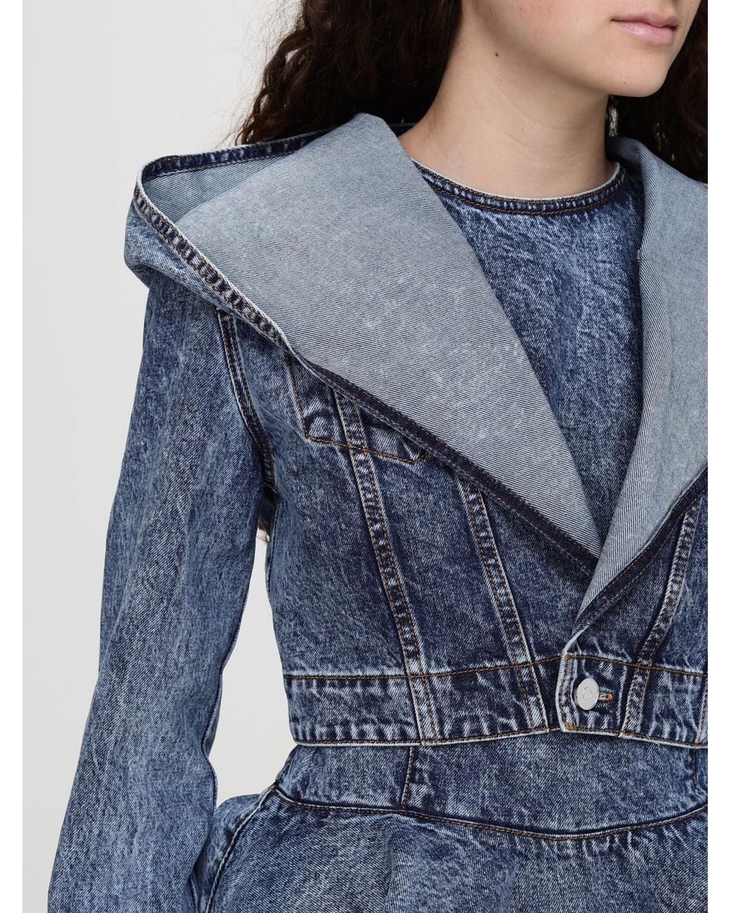 Alaïa Blue Denim Hooded Jacket