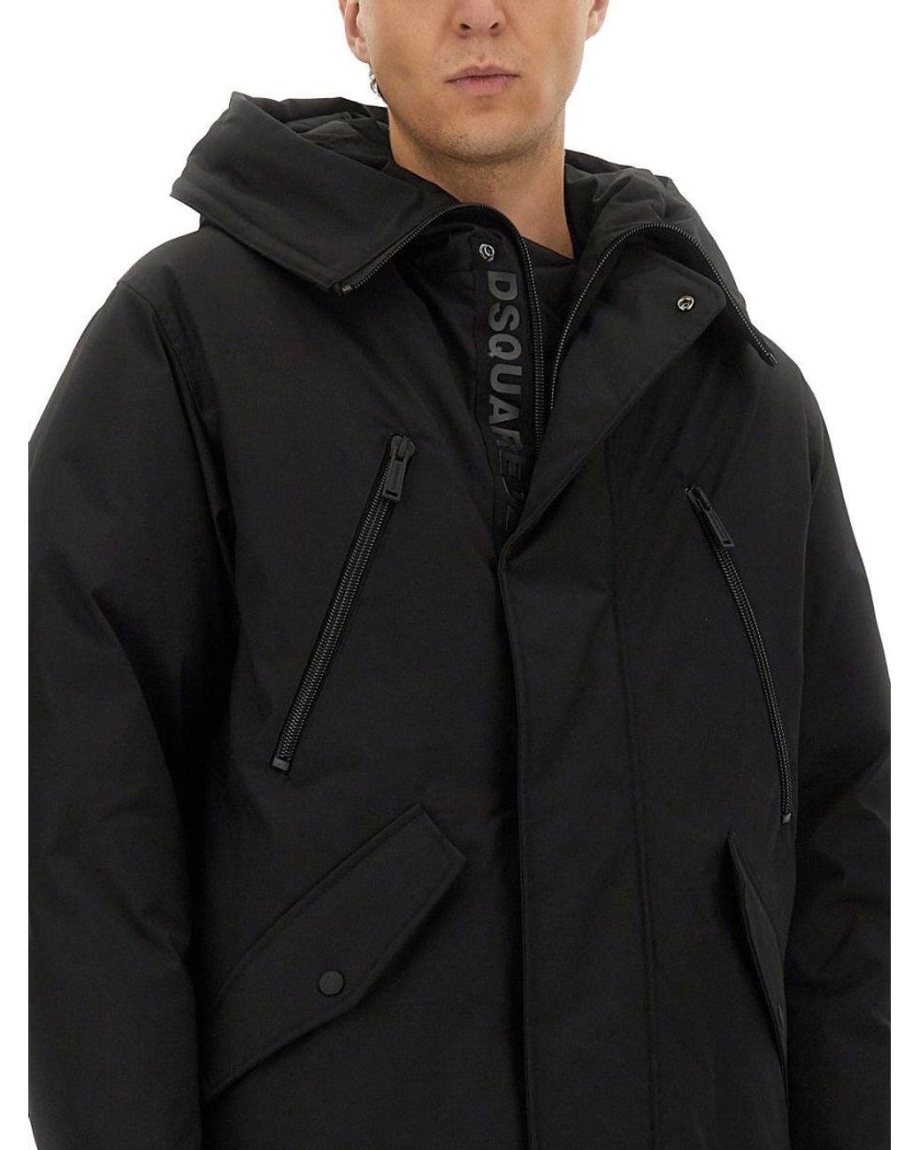 DSquared² Black Dsquared Caban Puffer Coat for men