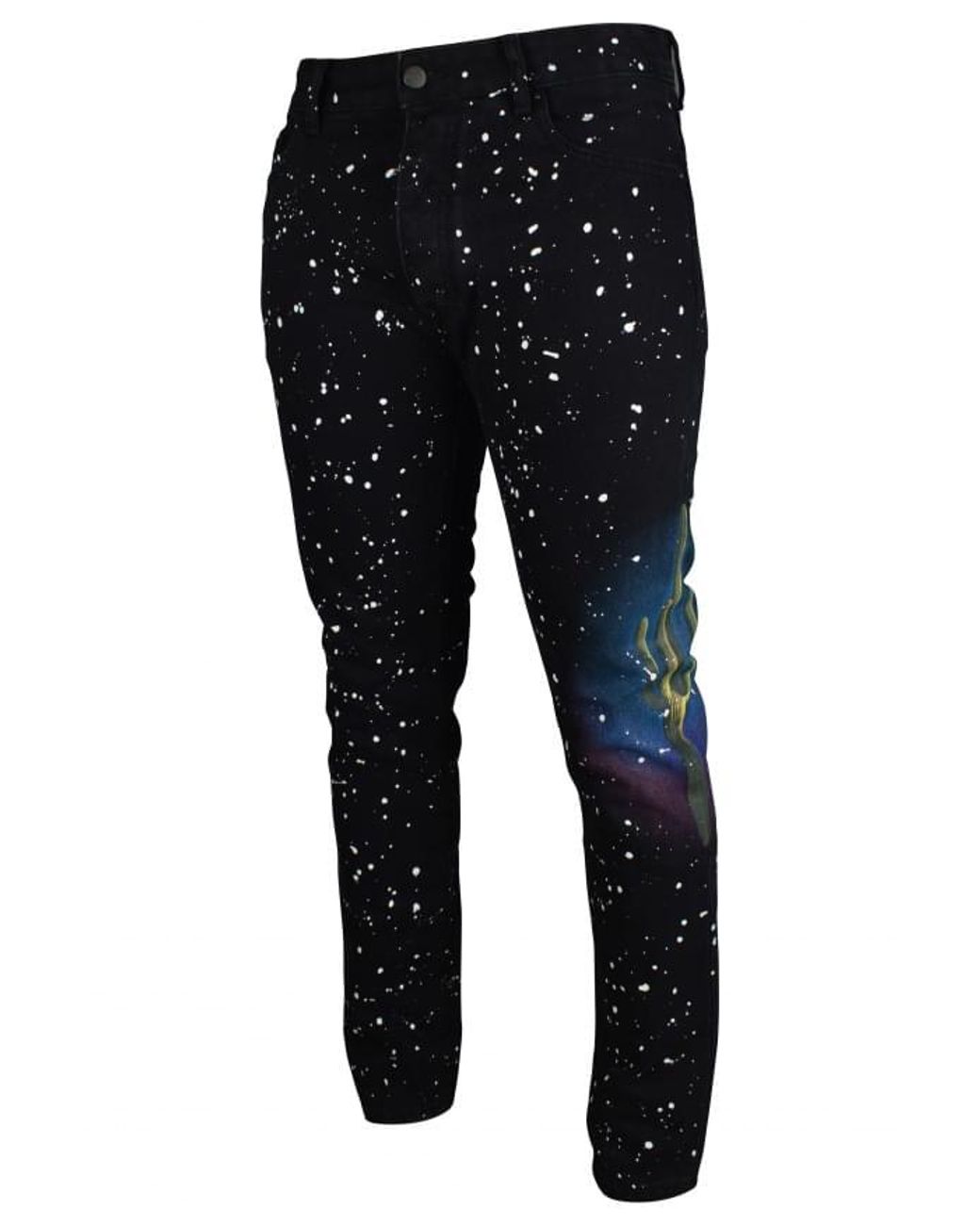 Palm Angels Black Distressed Graphic Print Jeans