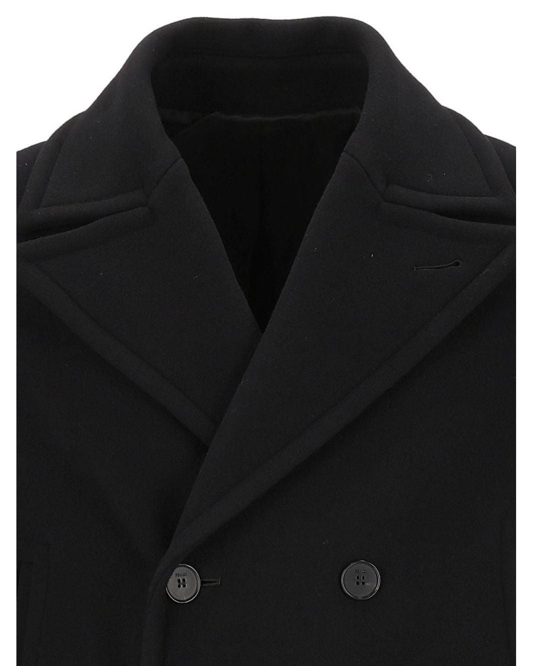 Fendi Wool And Angora Coat in Black for Men | Lyst