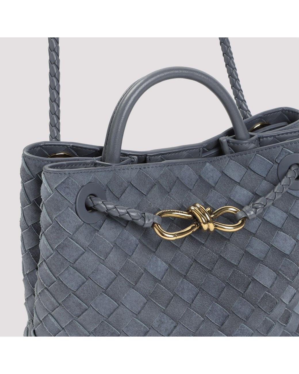 Bottega Veneta Blue Andiamo Small Handbag