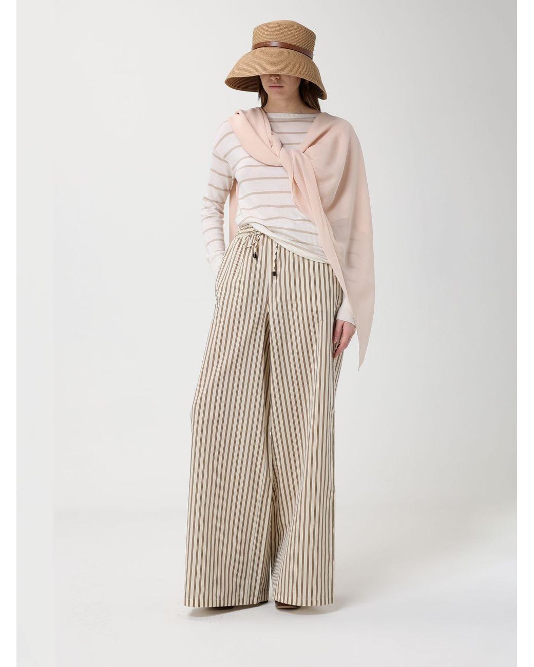 Max Mara Natural Striped Cashmere And Silk Pullover for men
