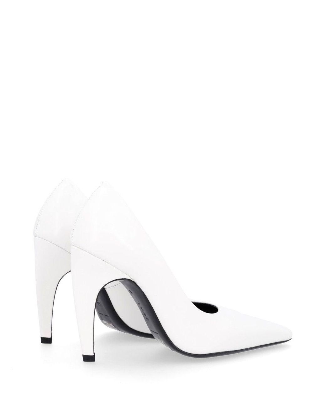 Jude White Pointed-Toe Pumps