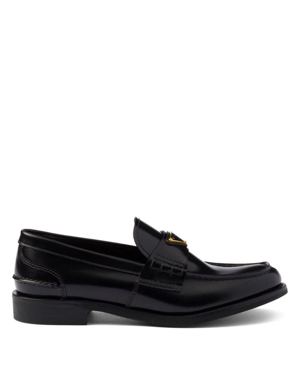 Prada Black Logo Brushed Leather Loafer