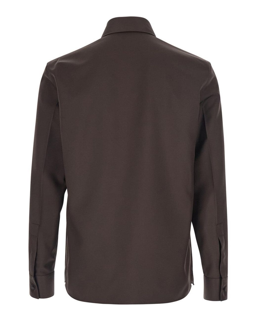 Gucci Brown Shirt With Classic Collar And Horsebit On The Front for men