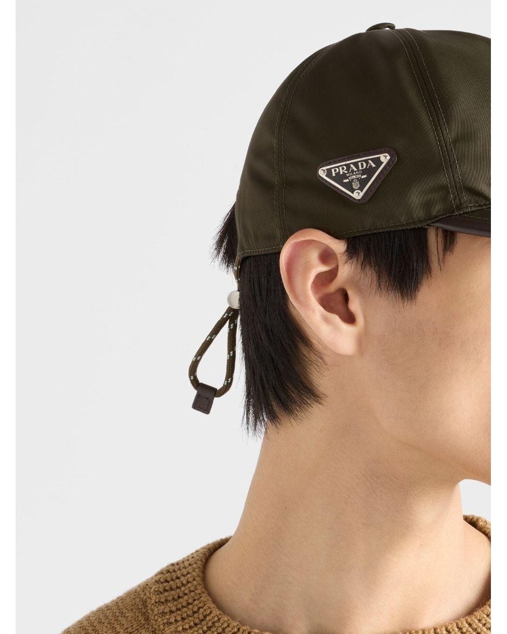 Prada Brown Re-Nylon Baseball Cap for men