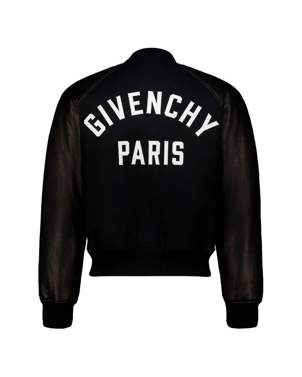 Givenchy Black Wool Bomber Jacket With Leather Inserts for men
