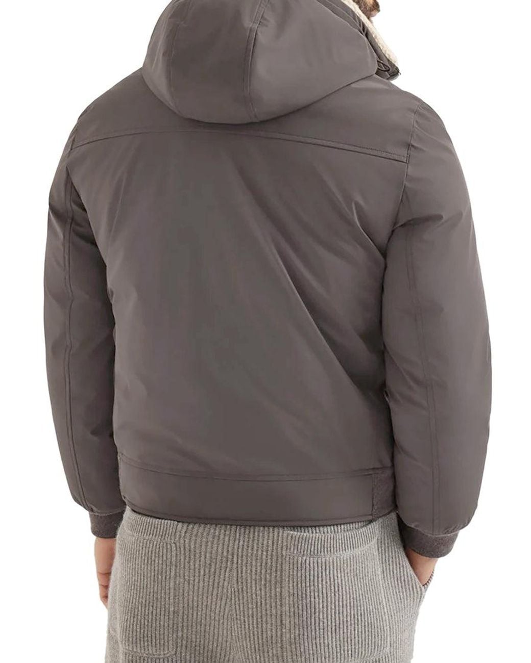 Brunello Cucinelli Gray Padded Jacket With Shearling for men