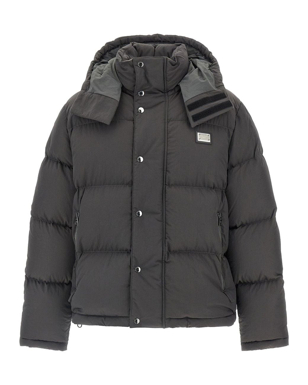 Dolce & Gabbana Gray Dolce & Gabbana Logo Patch Down Jacket for men