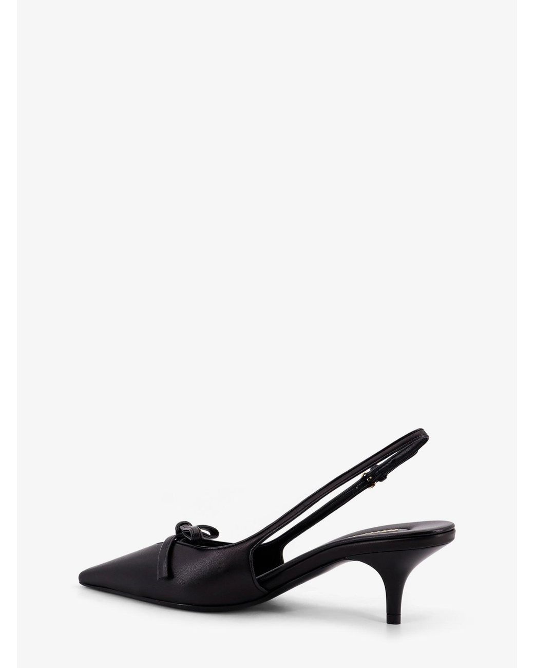 Miu Miu Black Leather Decollete With Logo Bow Detail