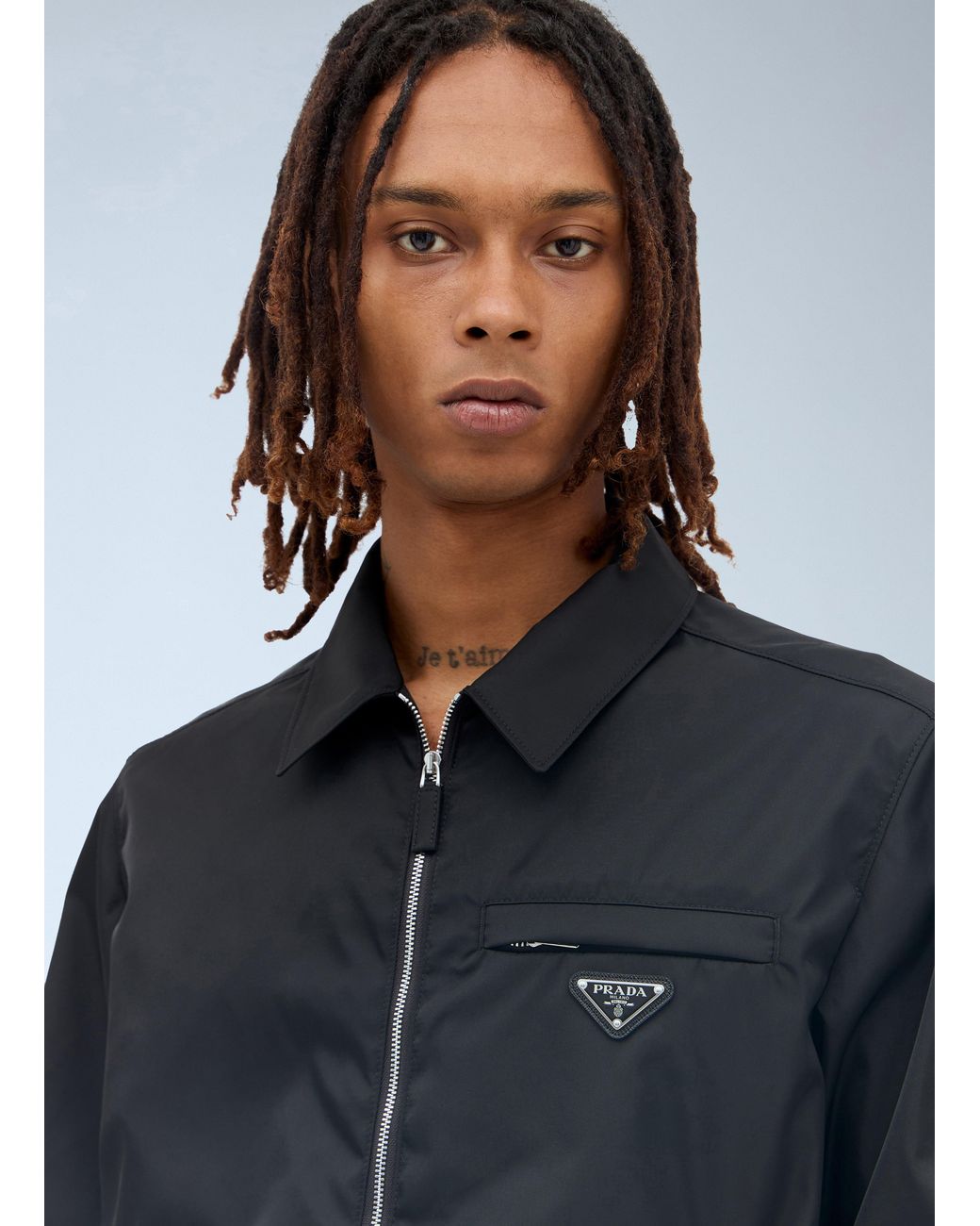 Prada Gray Re-Nylon Blouson Jacket for men