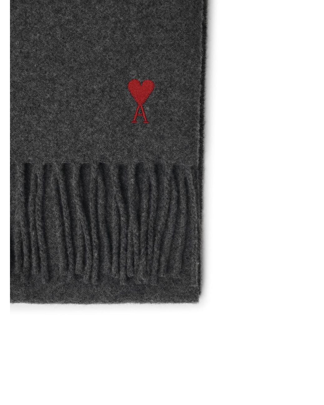 AMI Gray Wool Scarf for men