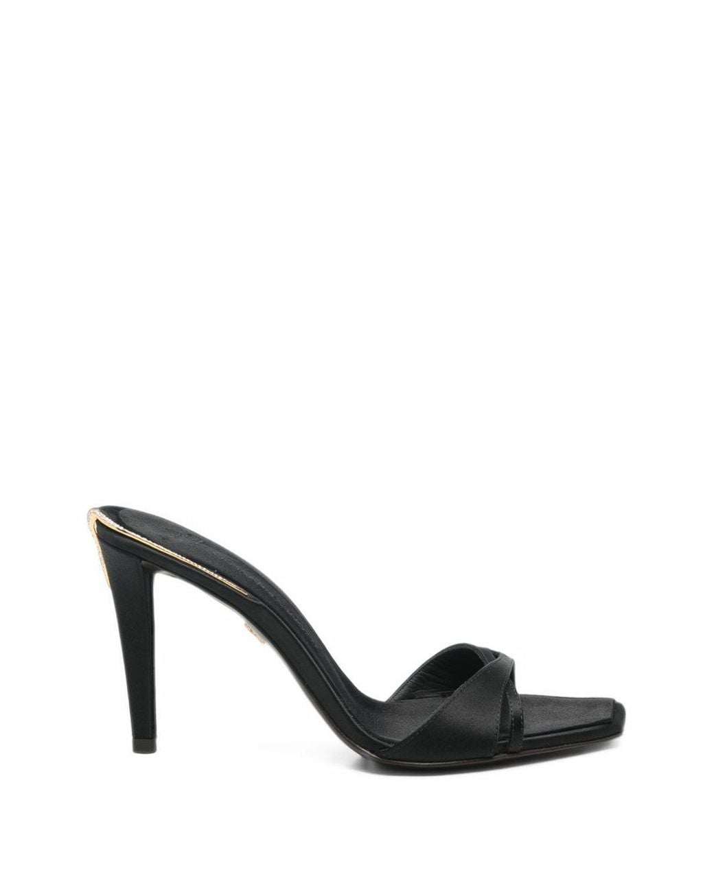 Giuseppe Zanotti Black Satin Heel Mules