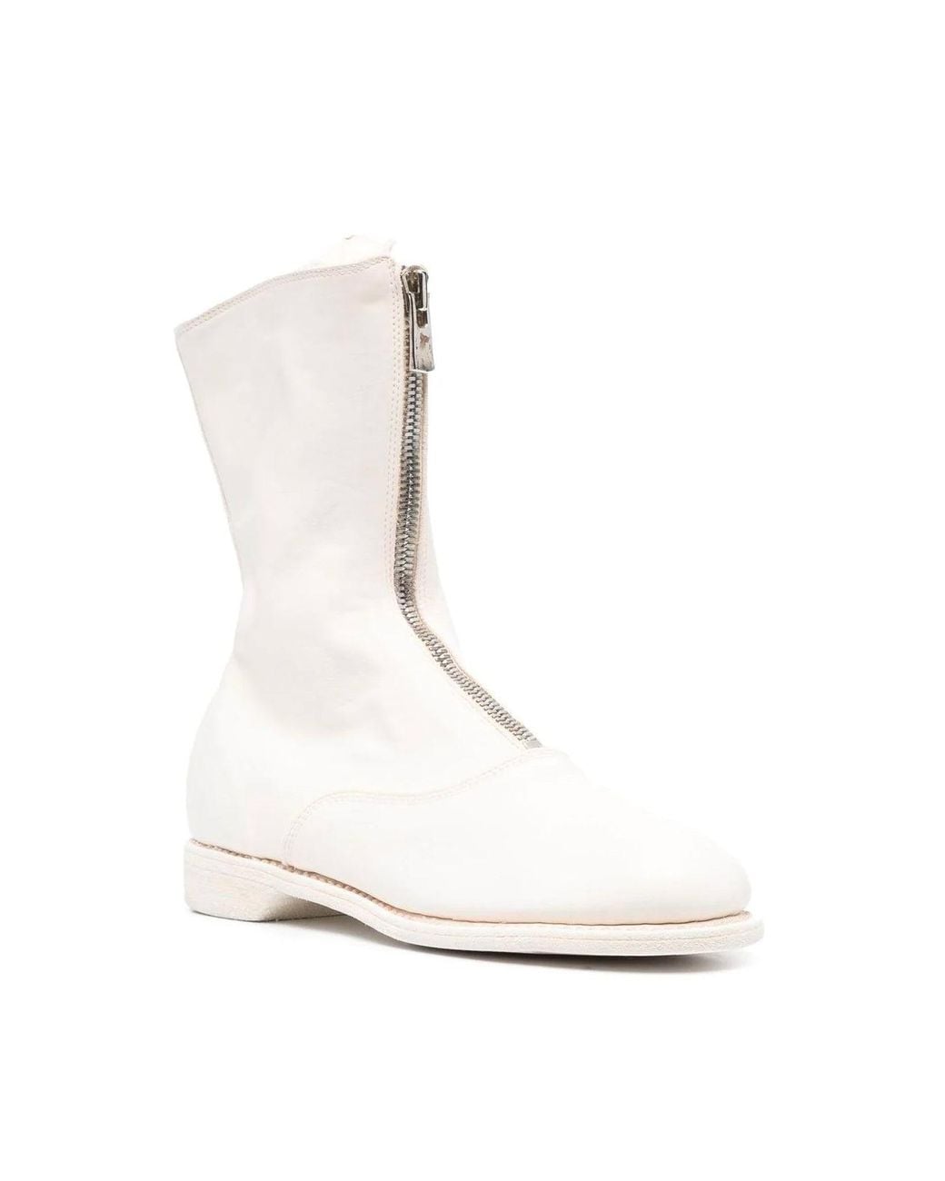 Guidi White Front Zip Boot for men