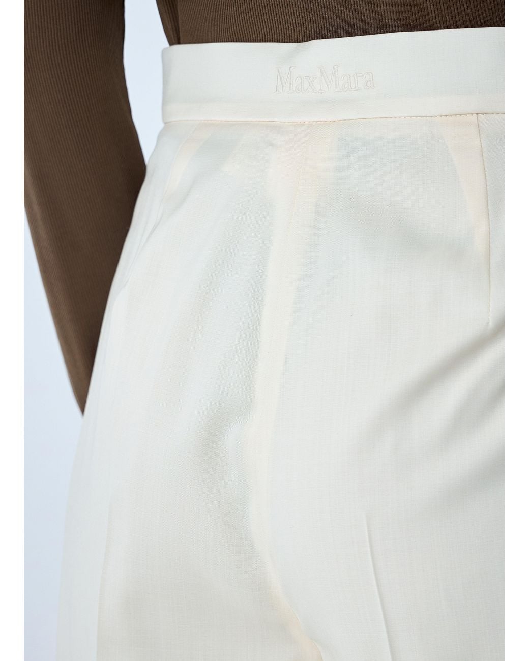 Max Mara White Tailored Wool Pants