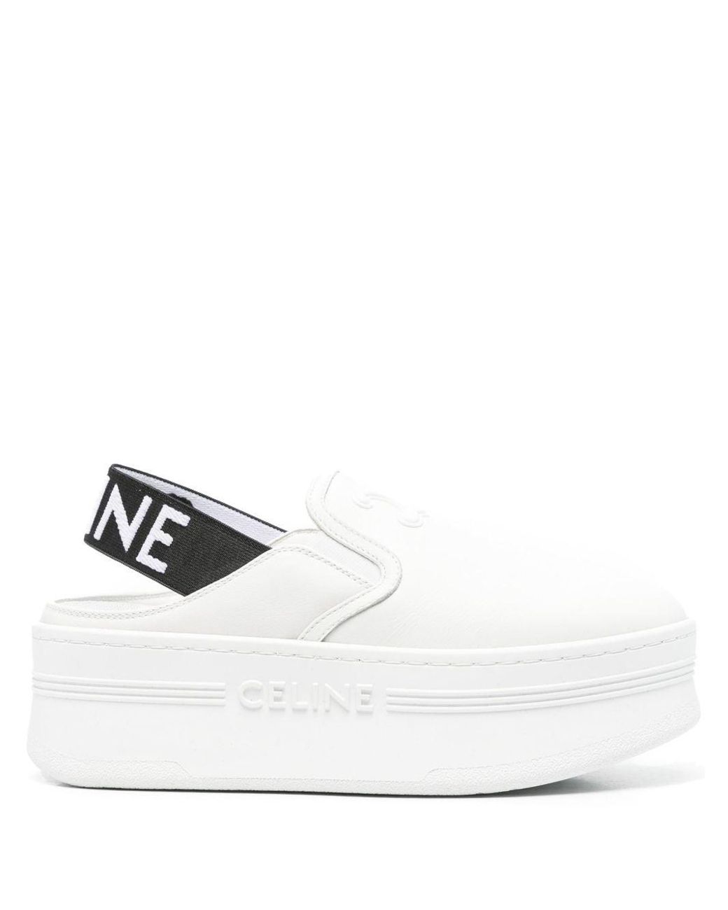 VIP【送料関税込】CELINE BLOCK LEATHER SLIPPERS Celine Block Leather Slippers in White | Lyst