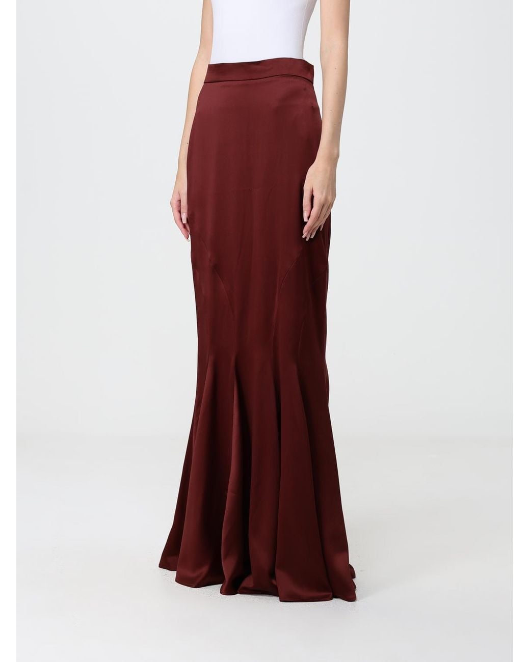 Max Mara Red High-Waisted Pencil Midi Skirt