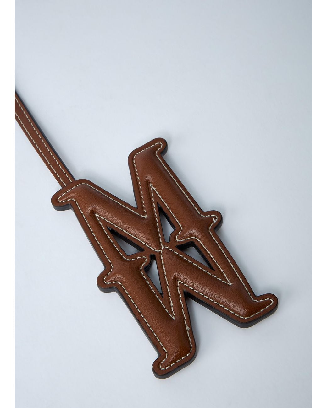 Max Mara White Logo Embossed Leather Keyring