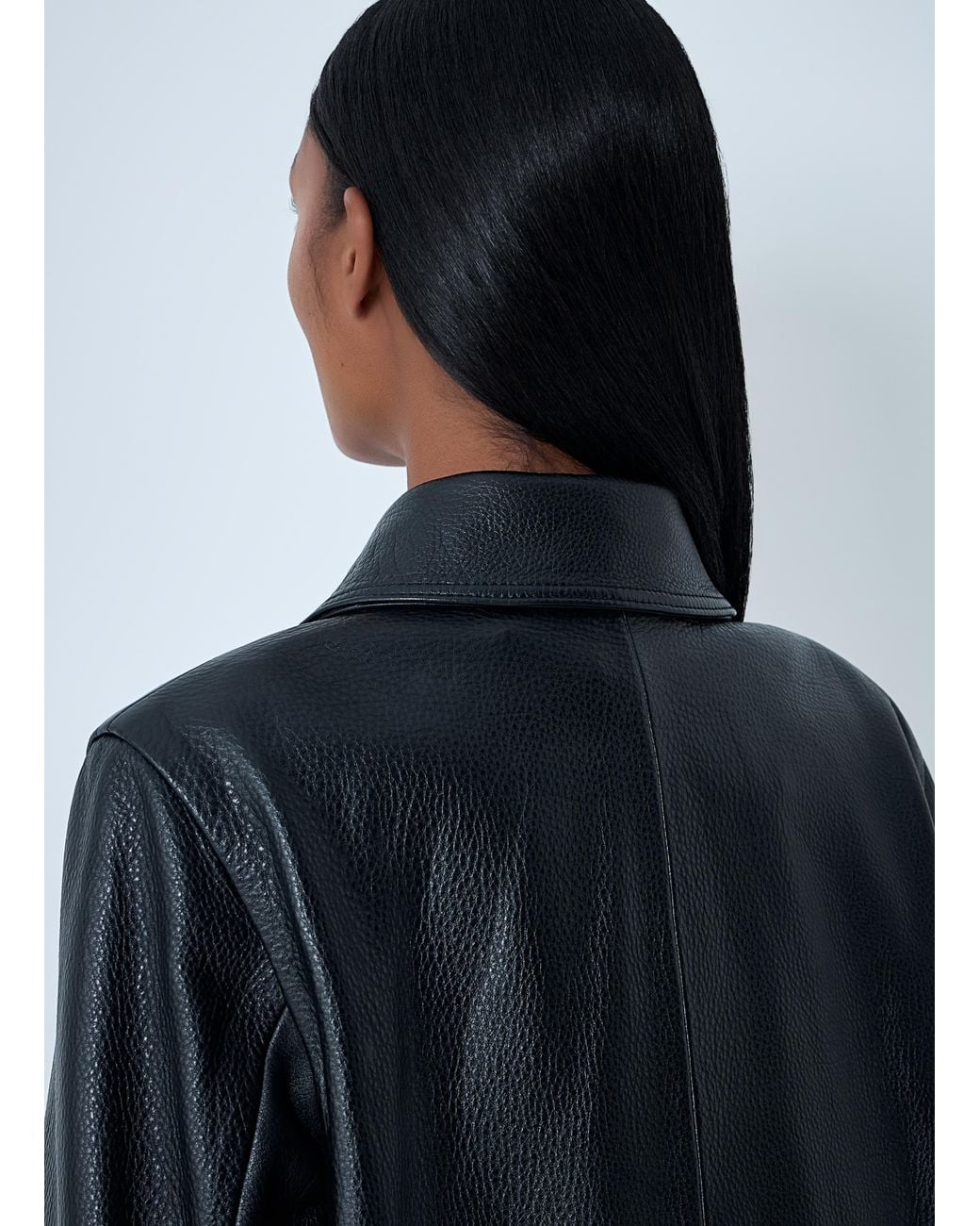 Totême Gray Grained Leather Jacket