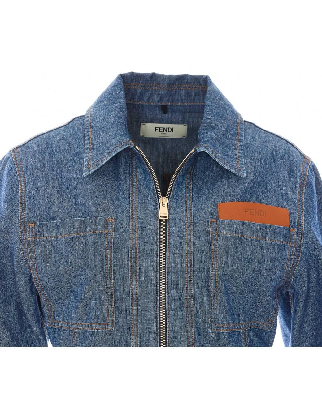 Fendi Blue Denim Dress With Maxi Patch