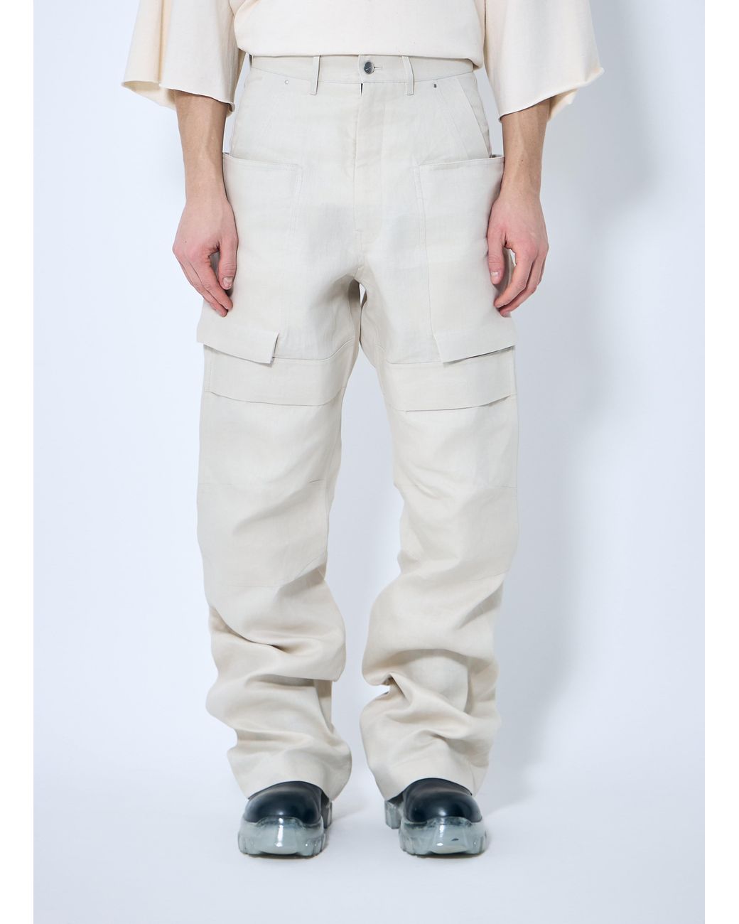 Rick Owens White Stefan Cargo Pants for men