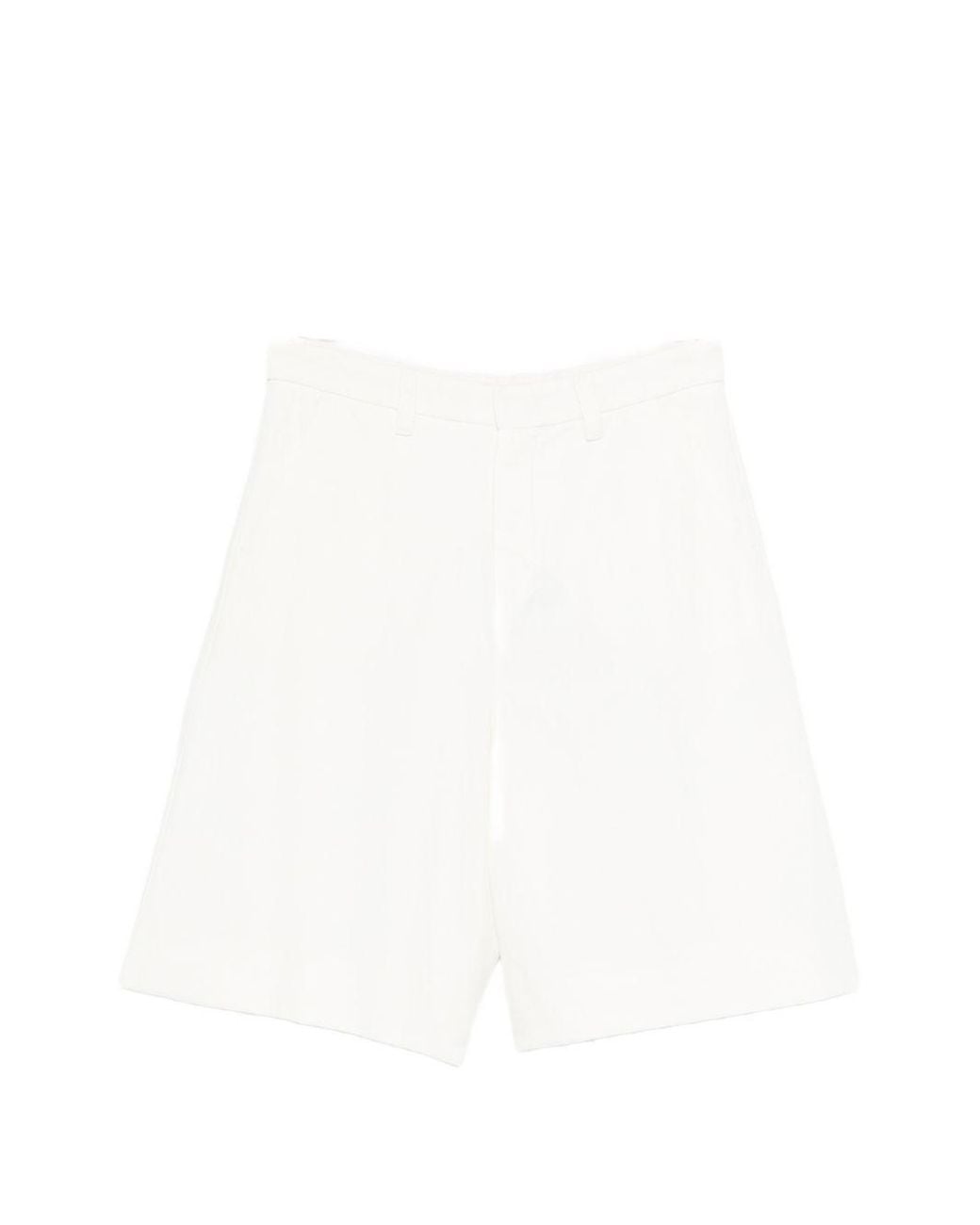 Max Mara White Cotton And Linen Blend Shorts
