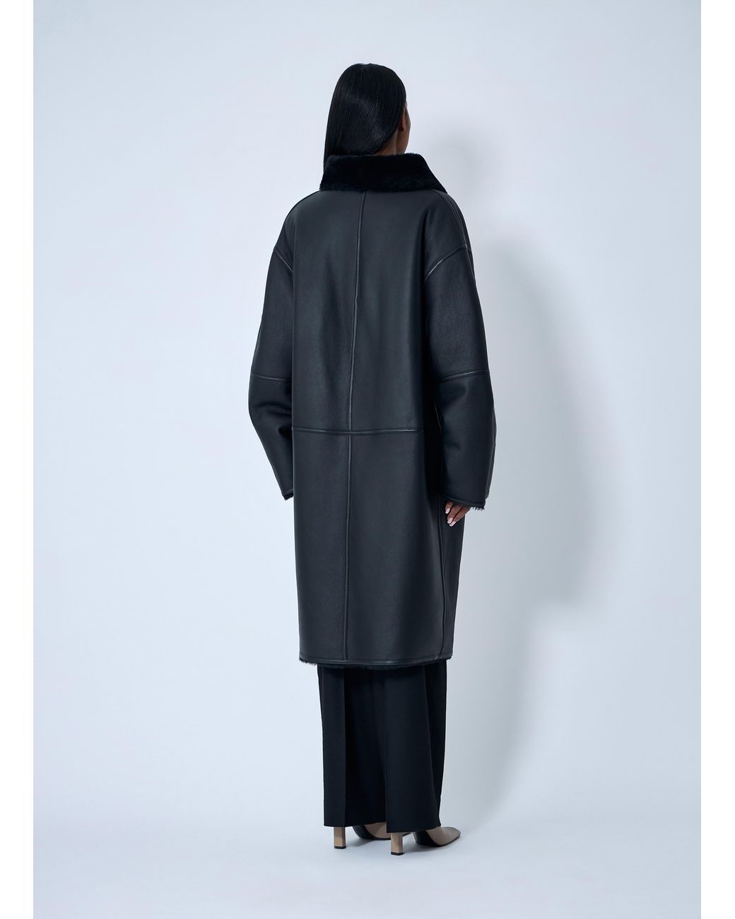 Totême Blue Shearling Wrap Coat