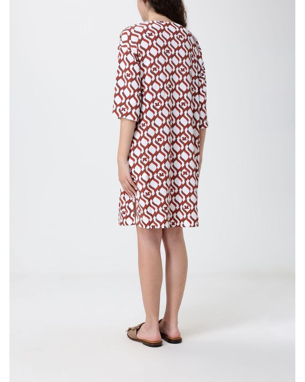 Max Mara Red Graphic Print Silk Mini Dress