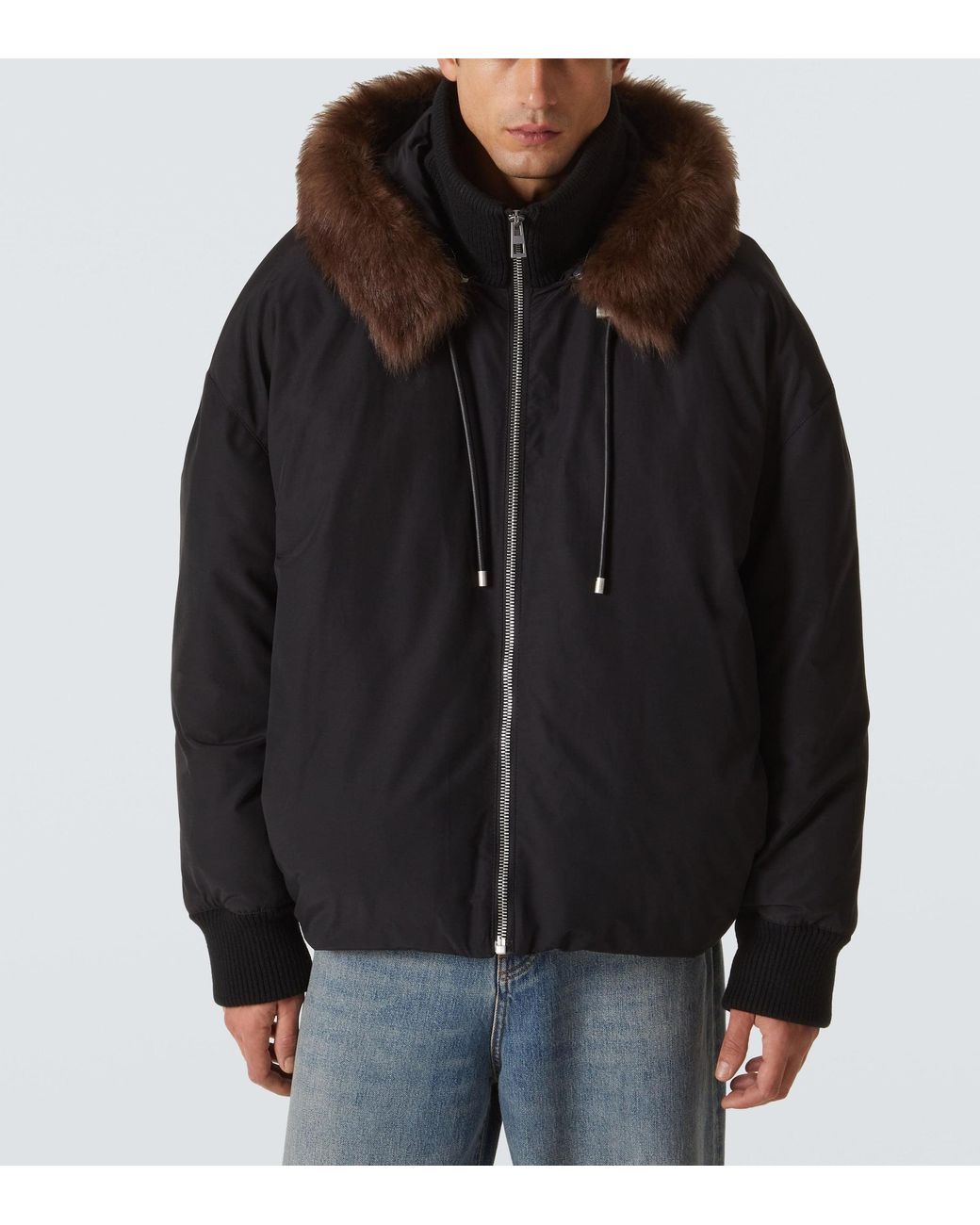Loewe Black Shearling-Trimmed Cotton-Blend Jacket for men