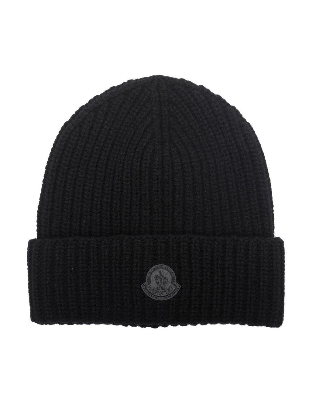 Moncler Black Logo Patch Beanie
