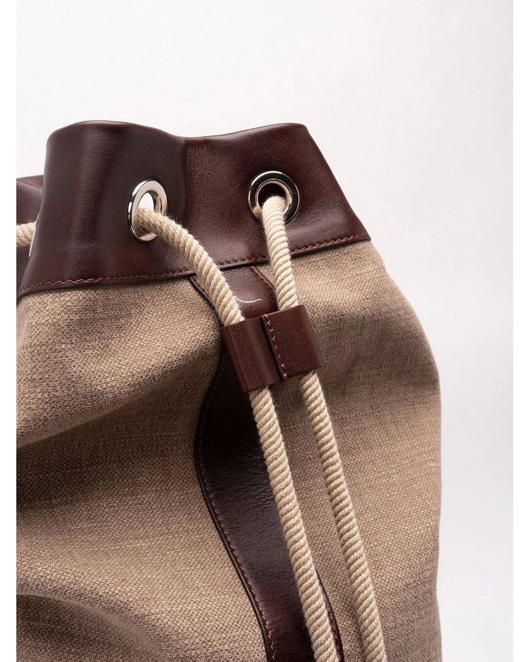 Brunello Cucinelli Brown Drawstring Backpack for men