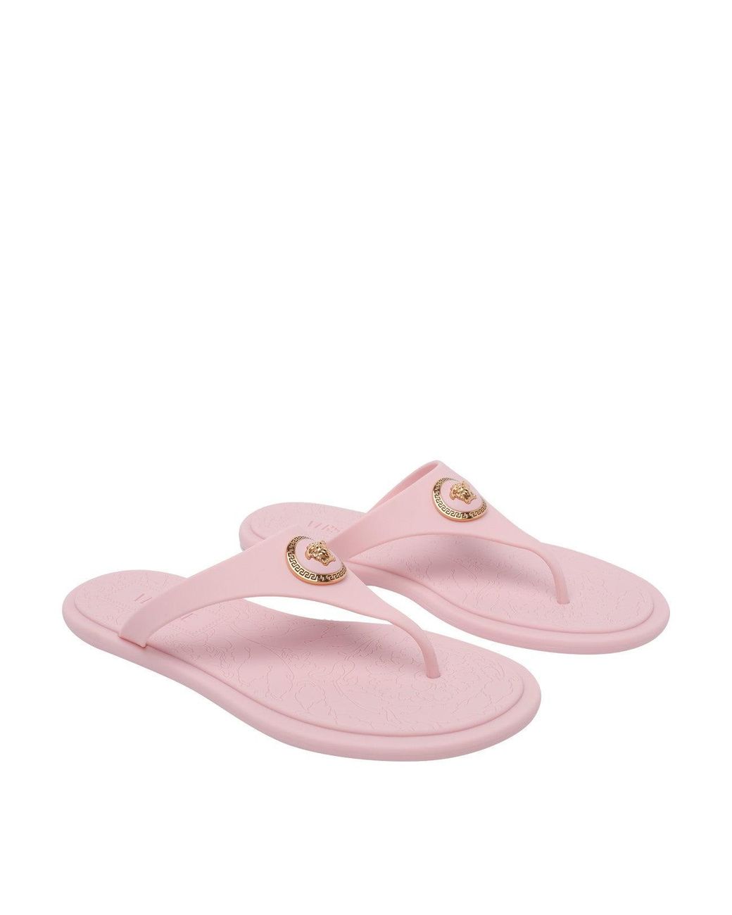 Versace Pink Alia Rubber Flat Thong Sandals