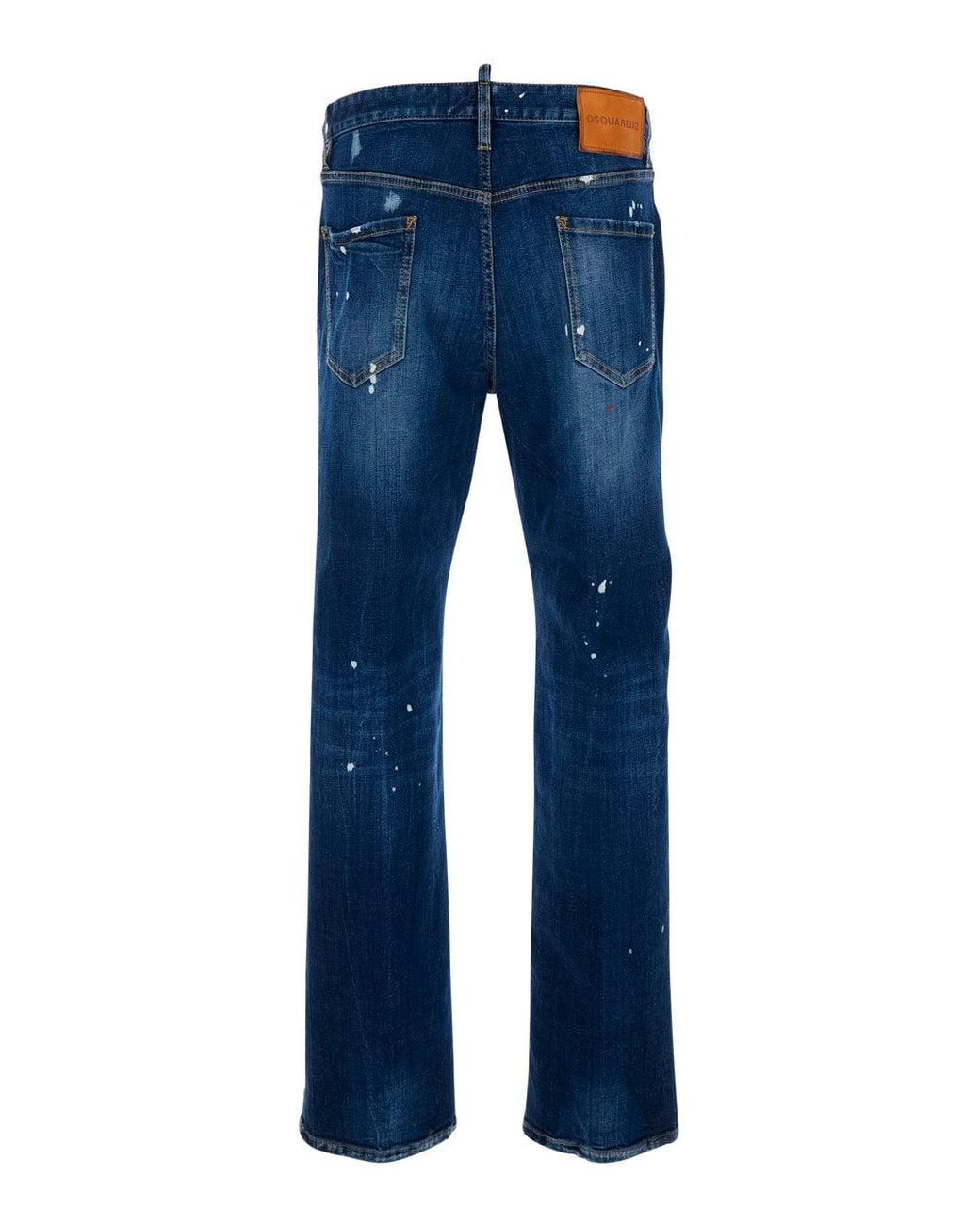 DSquared² Blue '643' Jeans With All-Over Details And Logo Patch On The Rear for men