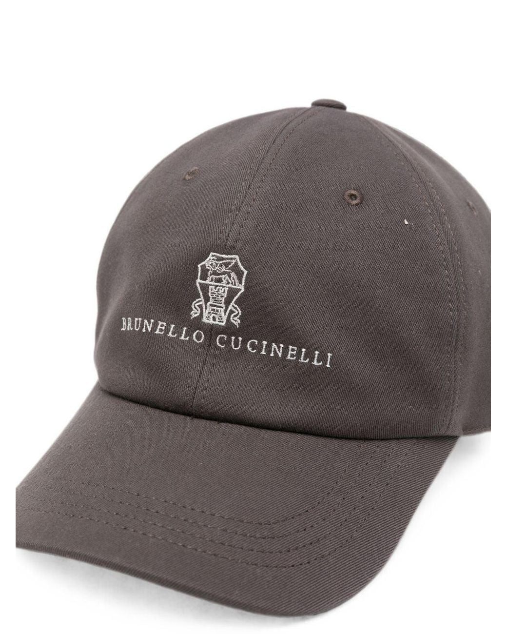 Brunello Cucinelli Gray Logo Cotton Baseball Cap for men