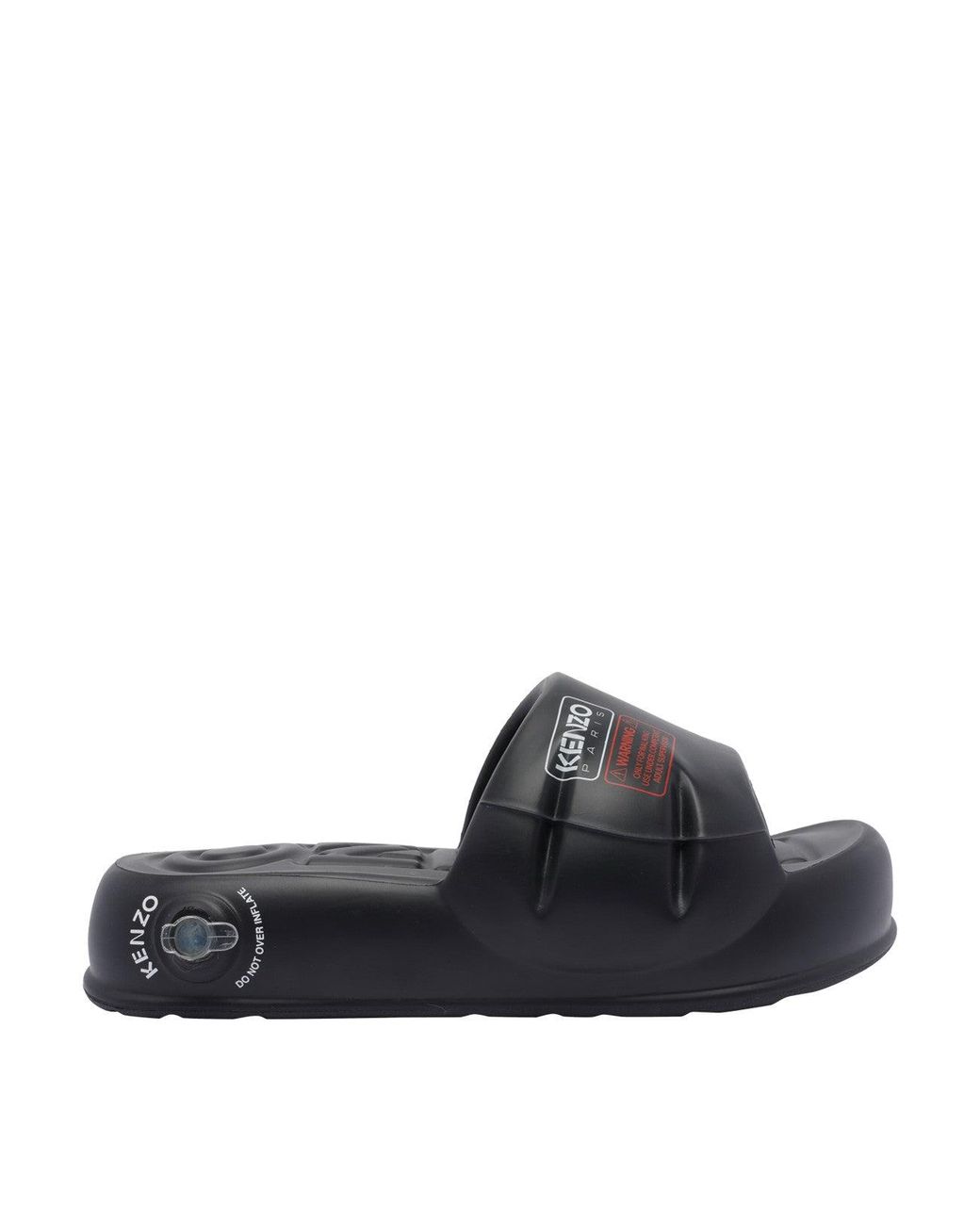 KENZO Logo Puffer Slide in Black | Lyst