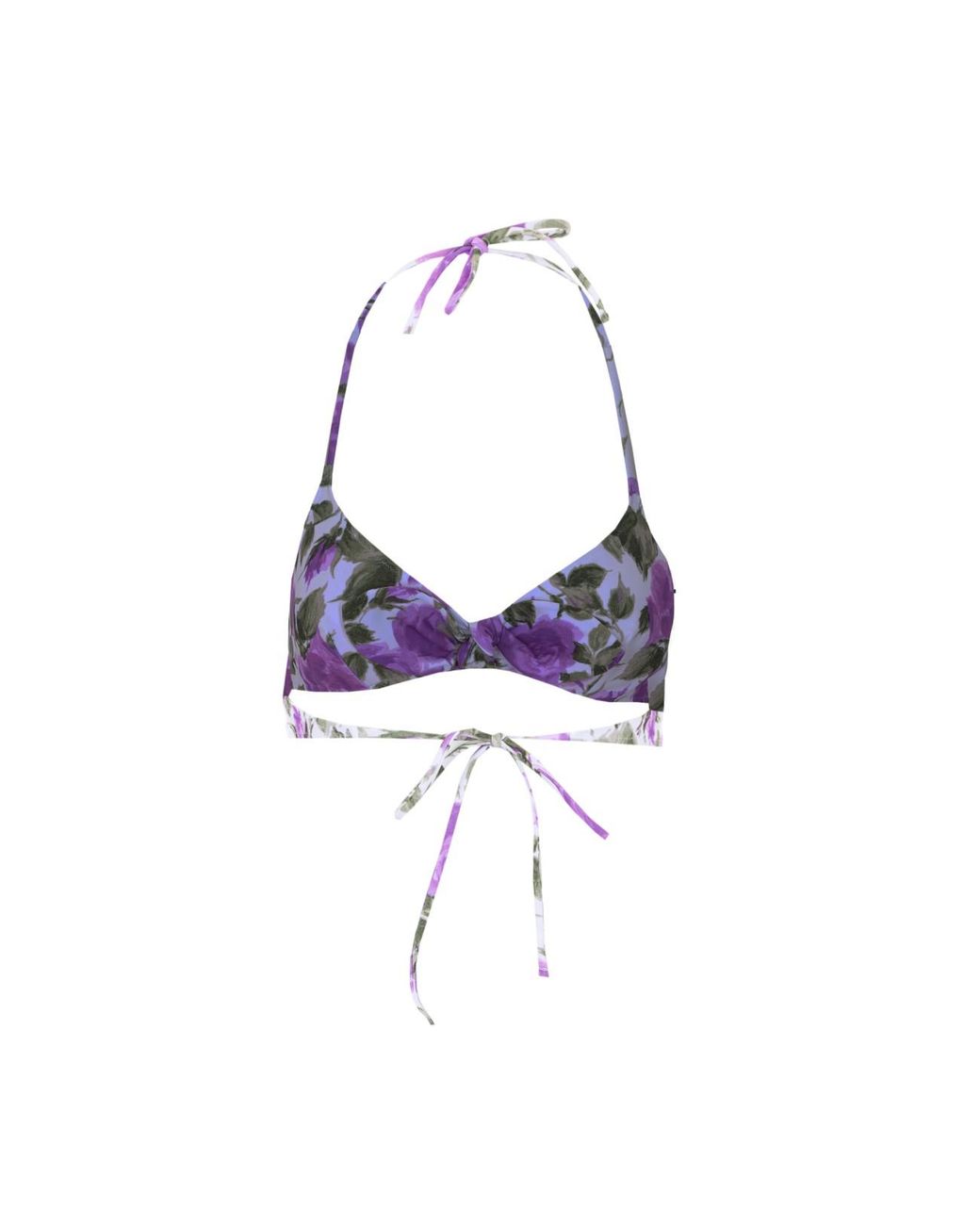 Chloé Purple Rose-Print Top Bikini
