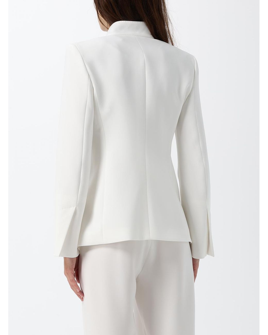 Max Mara White Slim Fit Short Cady Blazer With Tie Fastening
