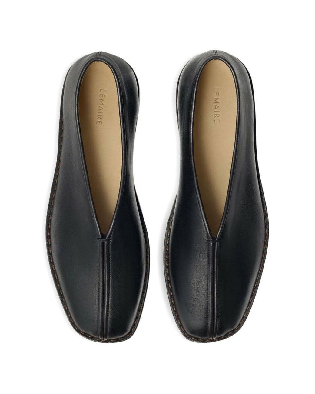 Lemaire Blue Piped Leather Flat Slippers