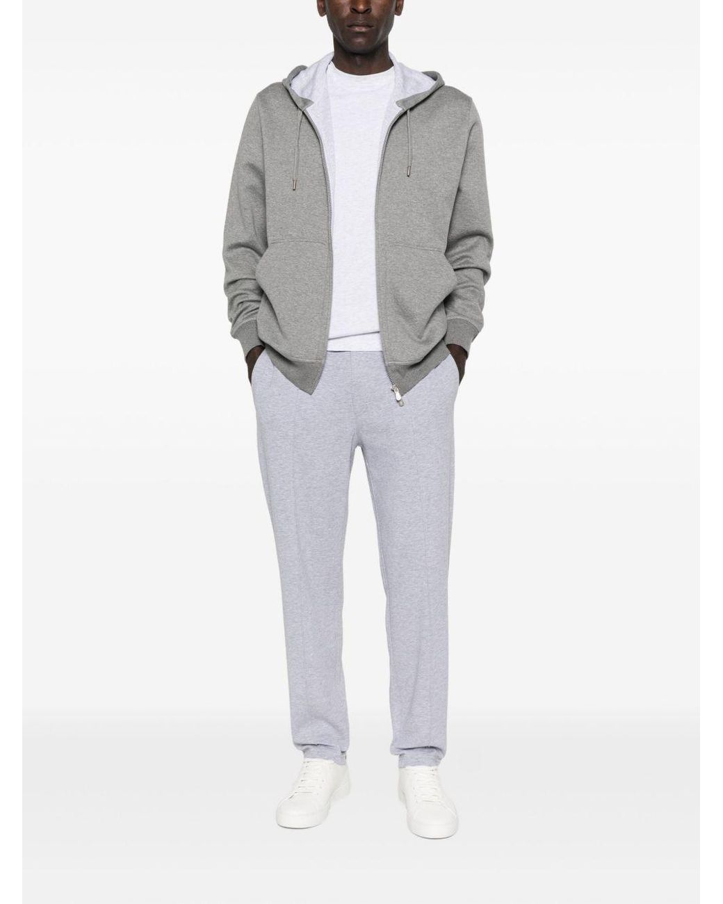 Brunello Cucinelli Gray Cotton Blend Hoodie for men