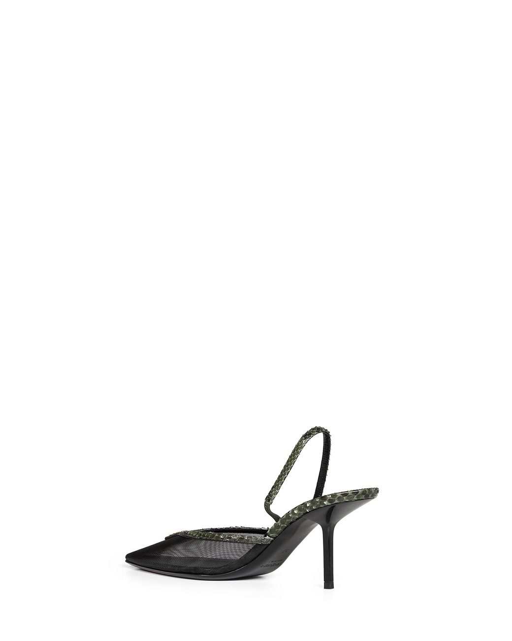 Saint Laurent White And Mesh And Python Slingback Pumps