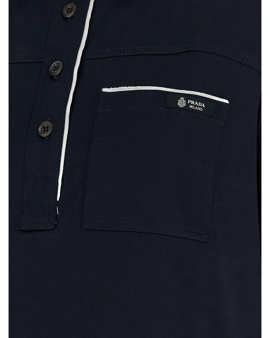 Prada Blue Double-Layer Polo Shirt