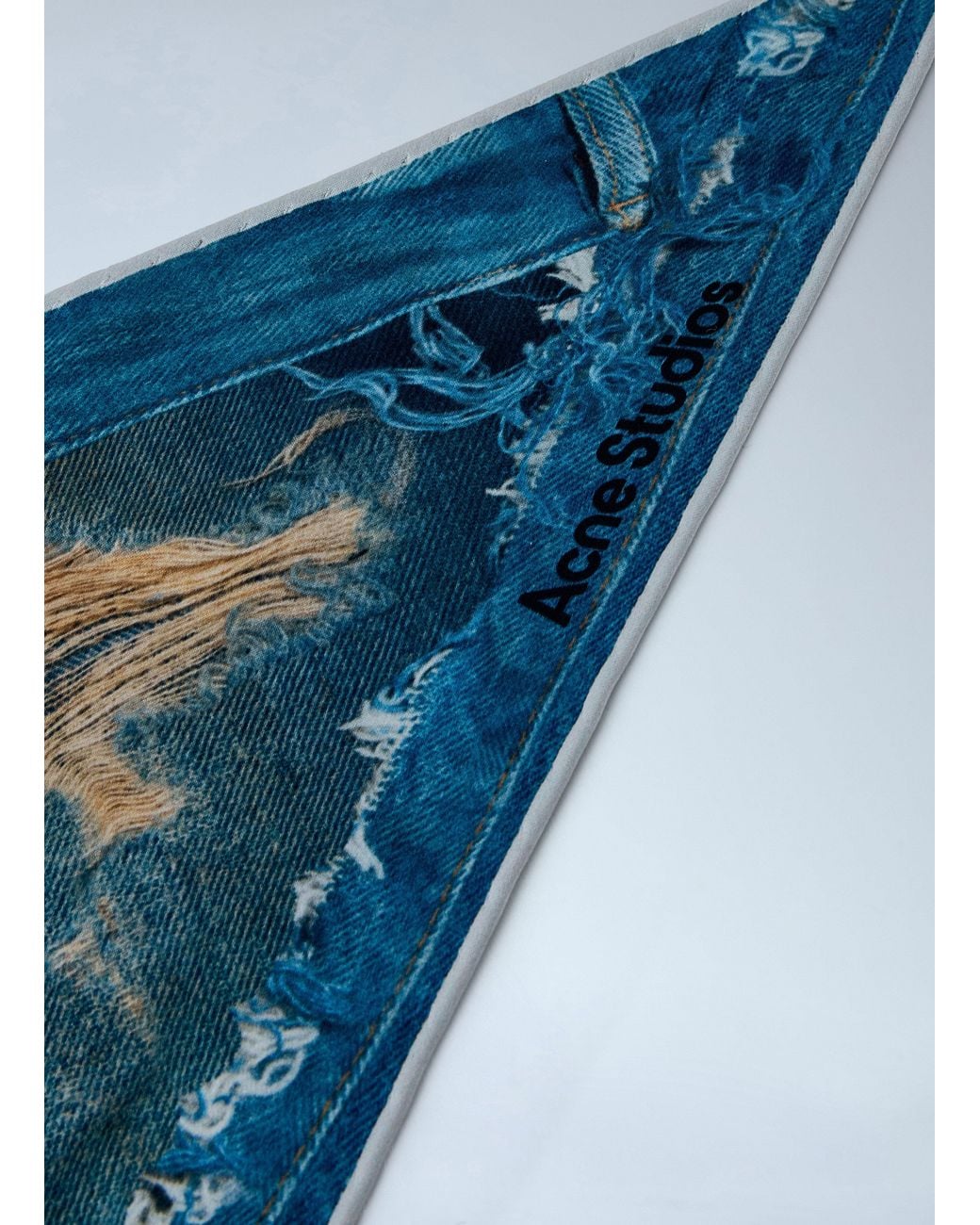 Acne Blue Printed Silk Scarf