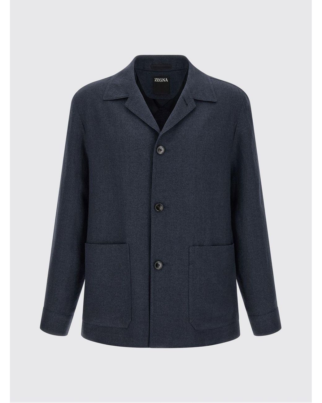 Zegna Blue Single-Breasted Linen And Wool Blazer for men