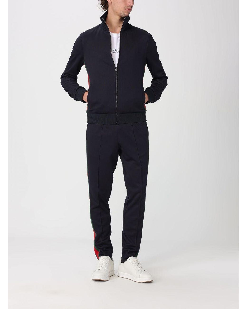 Gucci Blue Web Cotton Blend Jogging Pants for men
