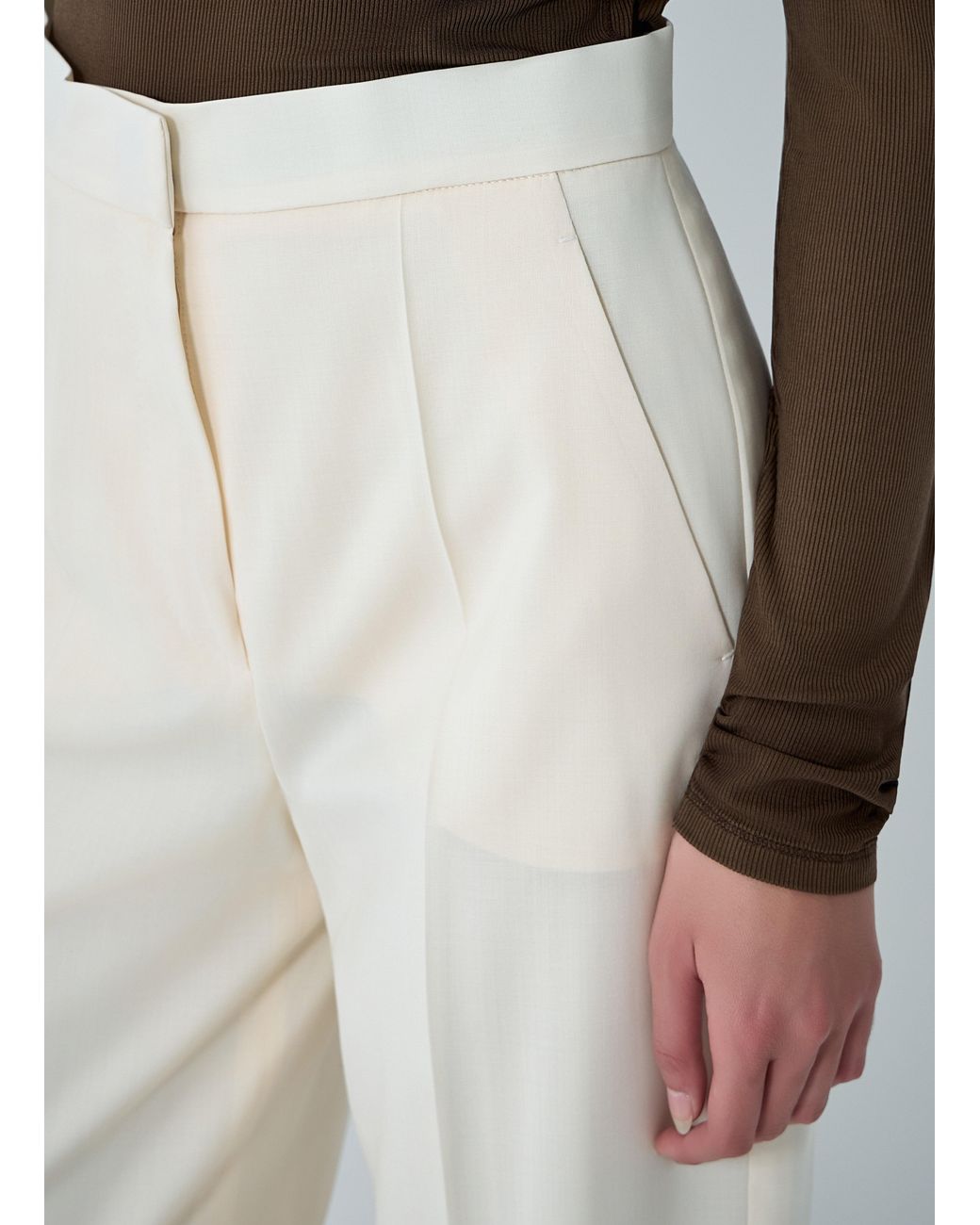 Max Mara White Tailored Wool Pants