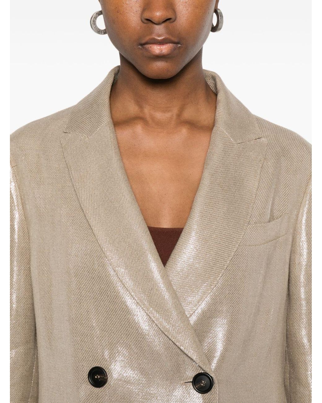 Brunello Cucinelli Natural Linen Double-Breasted Jacket