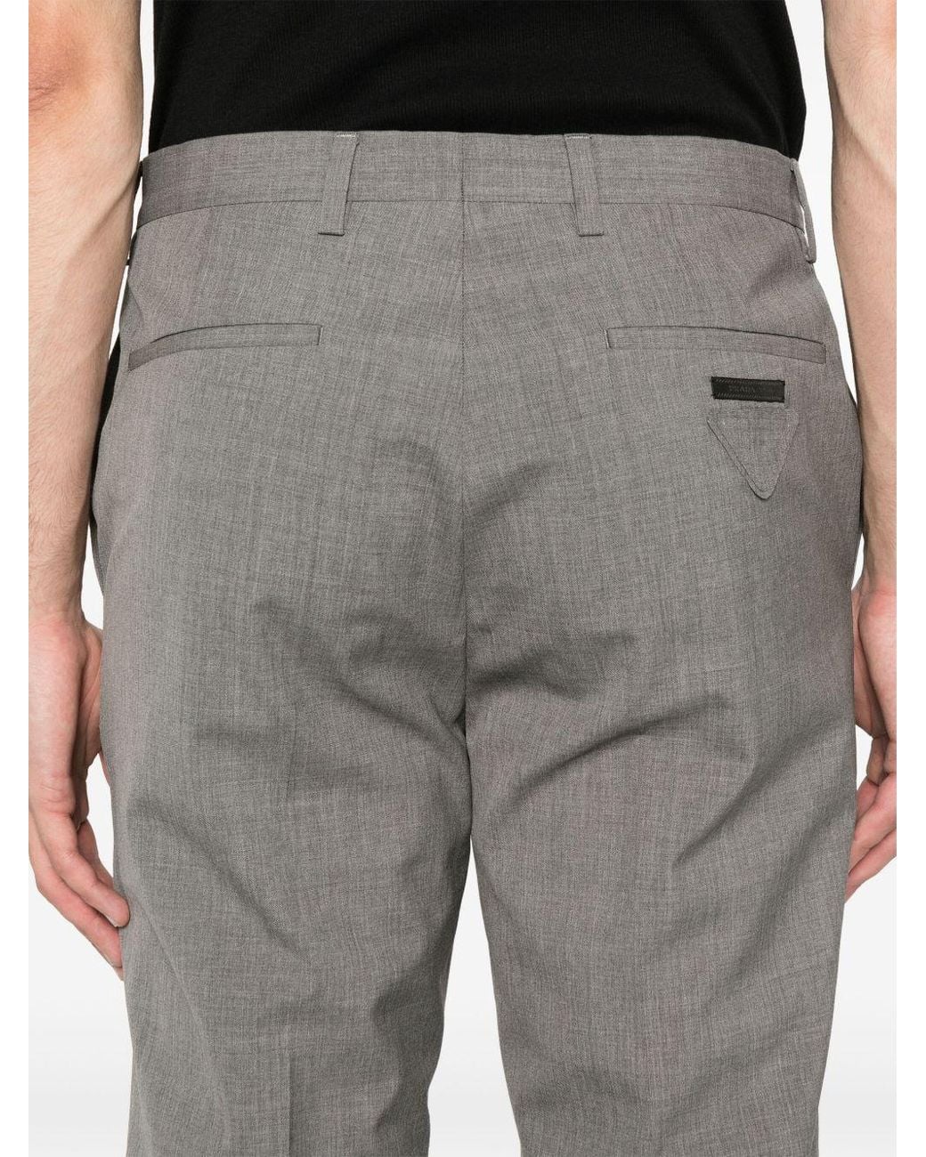 Prada Gray Wool Trousers for men